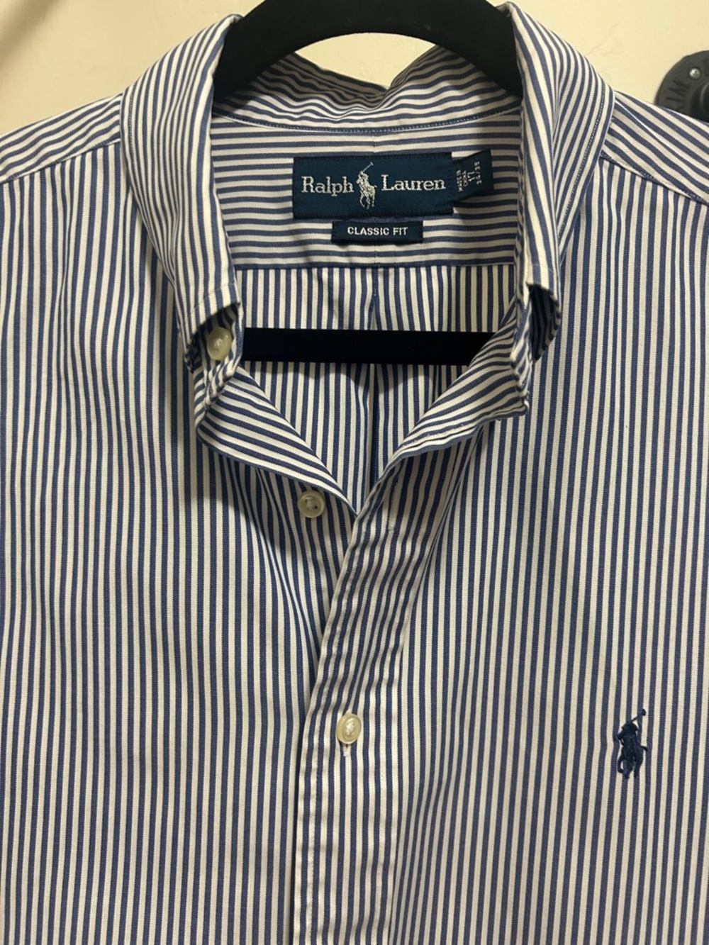 Ralph Lauren Blue and White Narrow Stripe Dress Shirt